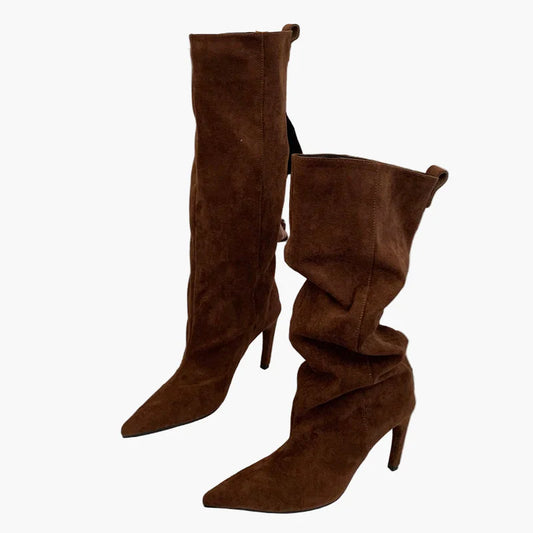 Bottes Femme Mode à Talons Hauts Pointus Style Élégant