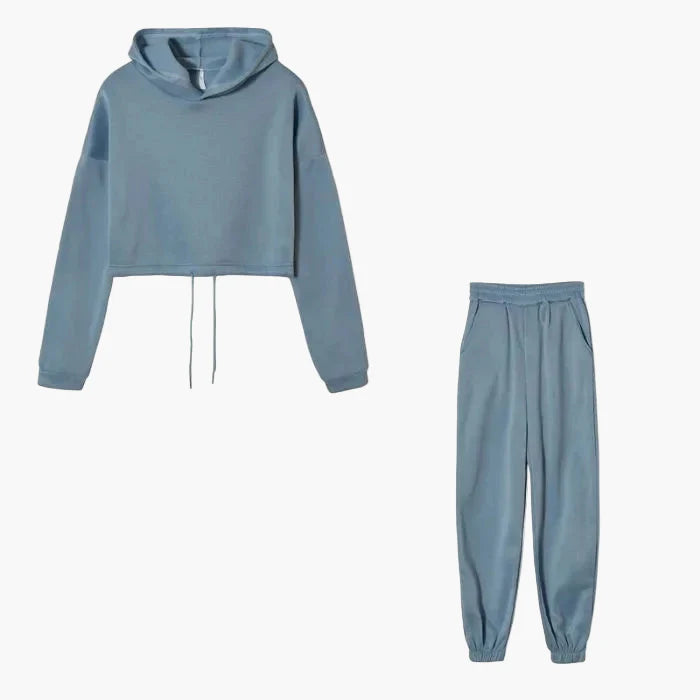 Ensemble Survêtement Femme Hoodie Court et Jogging Décontracté Urbain