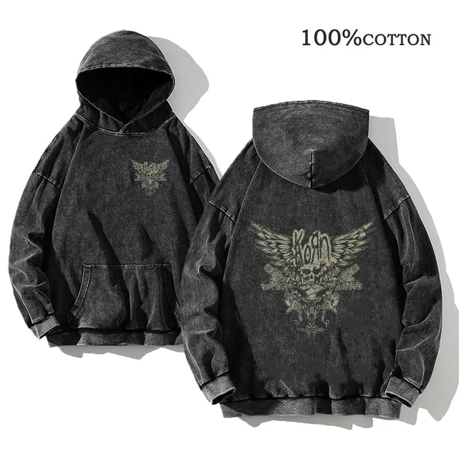Sweat à Capuche Noir Décontracté à Imprimés Graphiques Variés