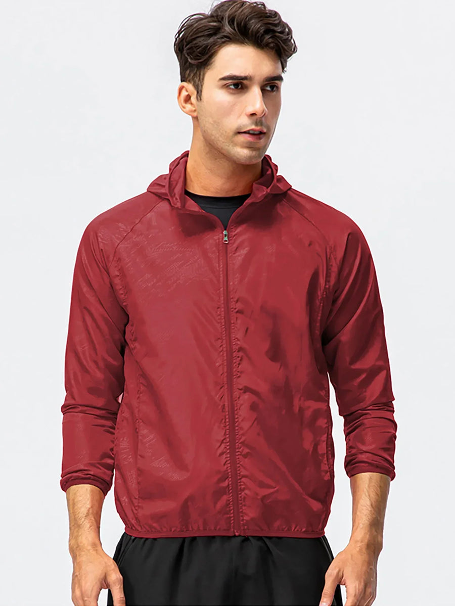 Veste coupe-vent légère à capuche pliable pour homme