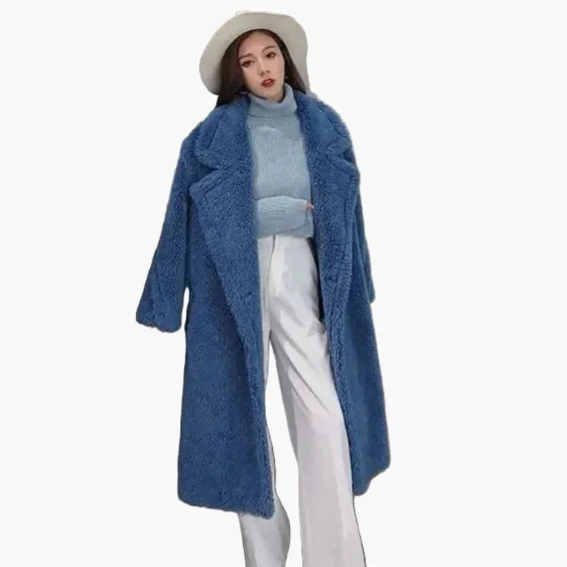 Długi, elegancki płaszcz damski w miejskim stylu – modny oversize na zimę