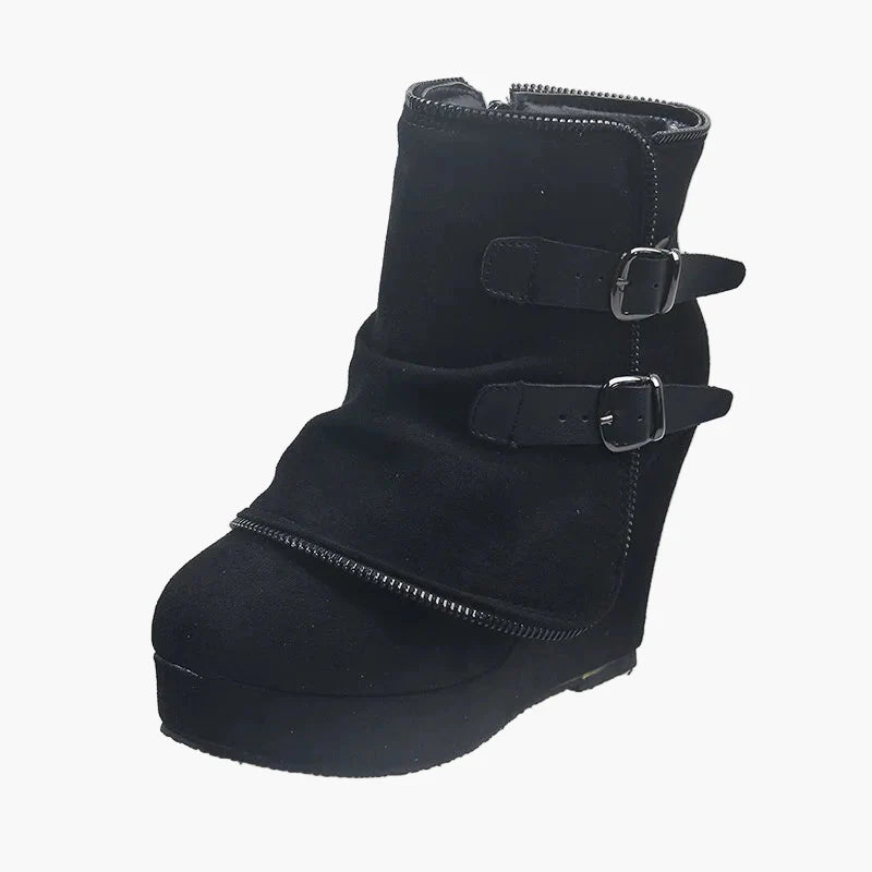 Botines con cuña y hebillas para mujer estilo casual urbano