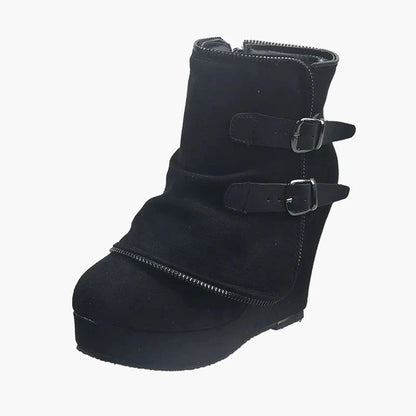 Botines con cuña y hebillas para mujer estilo casual urbano