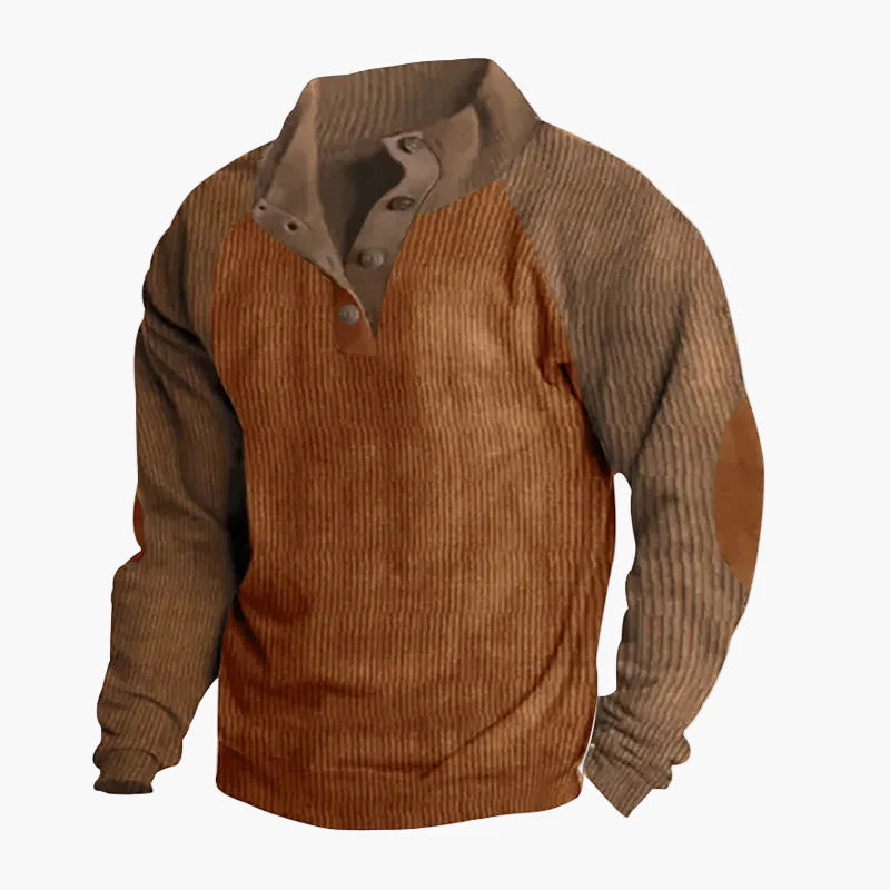 Casualowa bluza męska z kołnierzem na guziki w stylu retro na wypoczynek