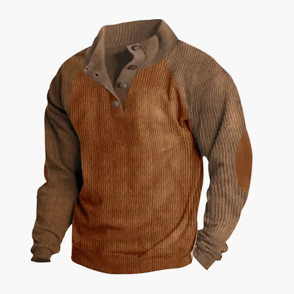 Casualowa bluza męska z kołnierzem na guziki w stylu retro na wypoczynek