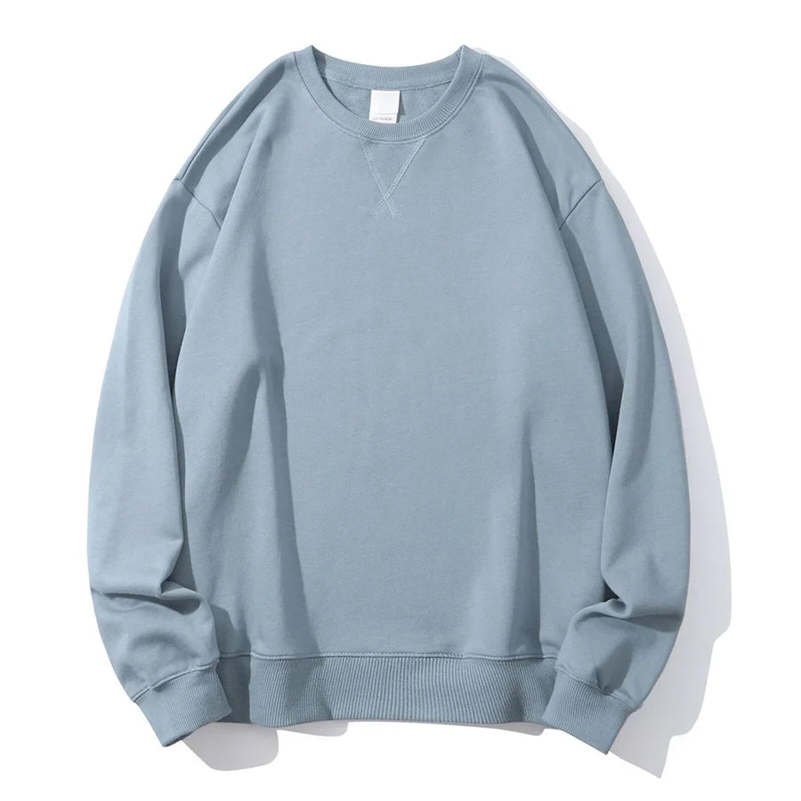 Ensfarvet sweatshirt med rund hals og lange ærmer