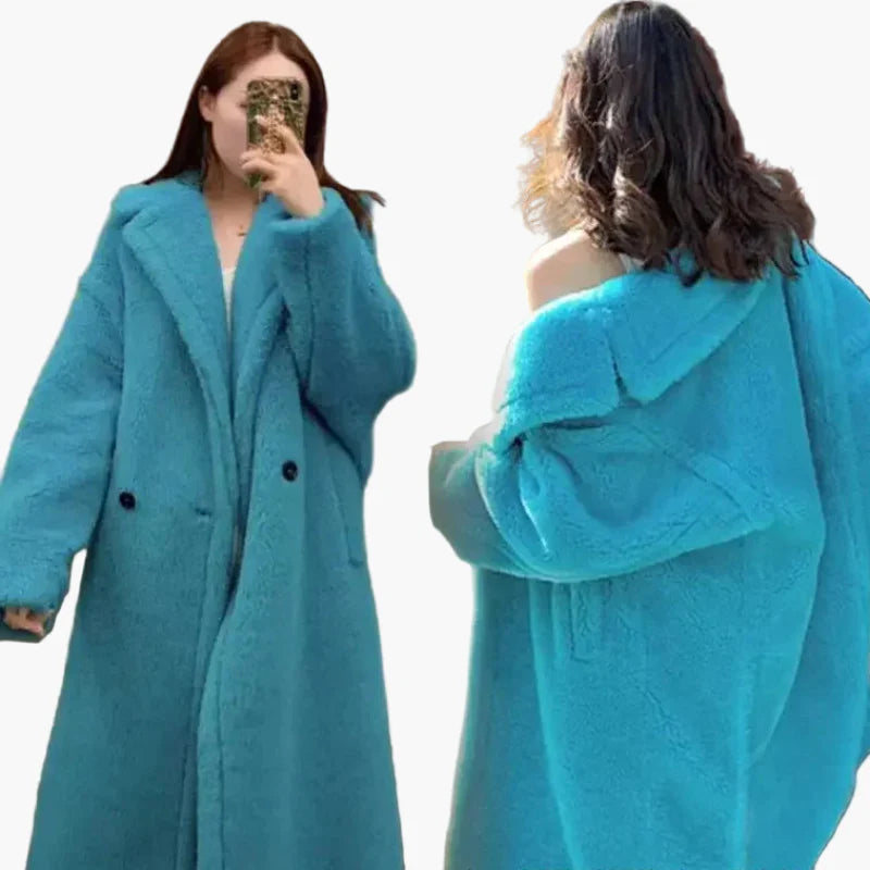 Długi, elegancki płaszcz damski w miejskim stylu – modny oversize na zimę
