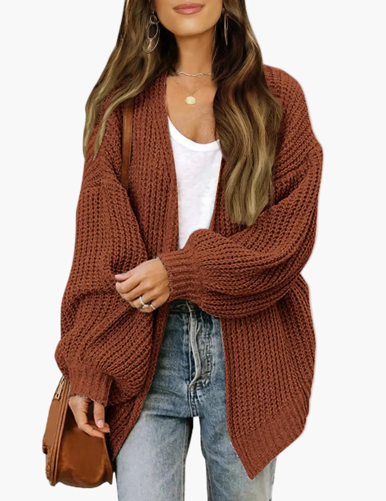 Casual damevest cardigan i oversize-stil til efterår og vinter