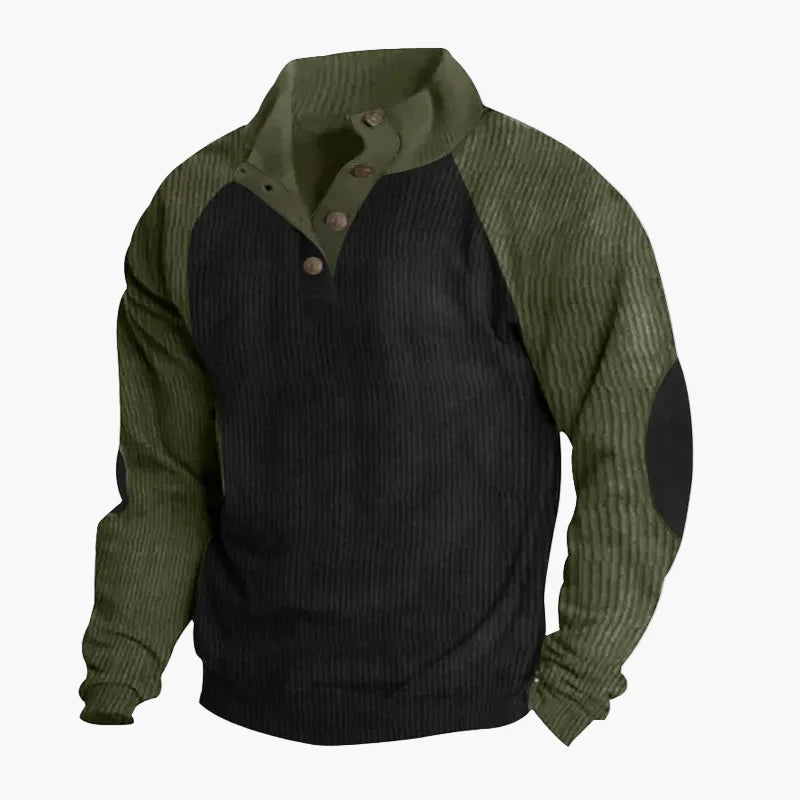 Casualowa bluza męska z kołnierzem na guziki w stylu retro na wypoczynek