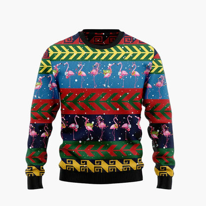 Unisex fantasijultröja i "Ugly Christmas Sweater"-stil med flamingos och humoristiskt budskap