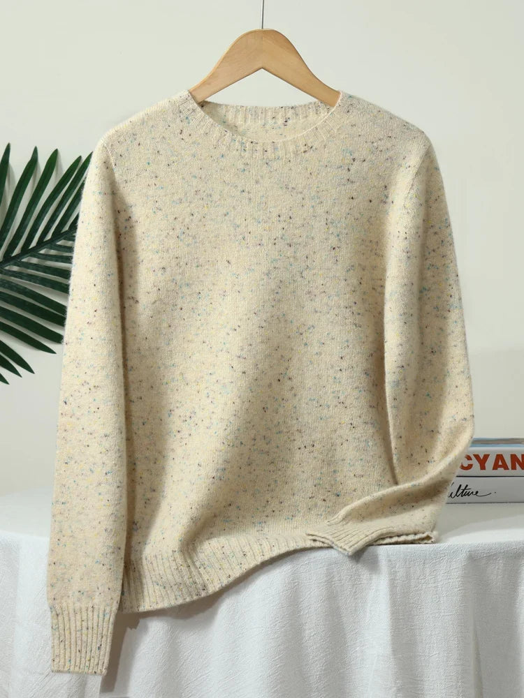 Maglione maculato a maniche lunghe con collo rotondo da uomo o da donna