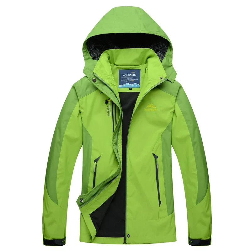 Zweifarbige wasserdichte Damenjacke mit Kapuze und herausnehmbarem Fleecefutter