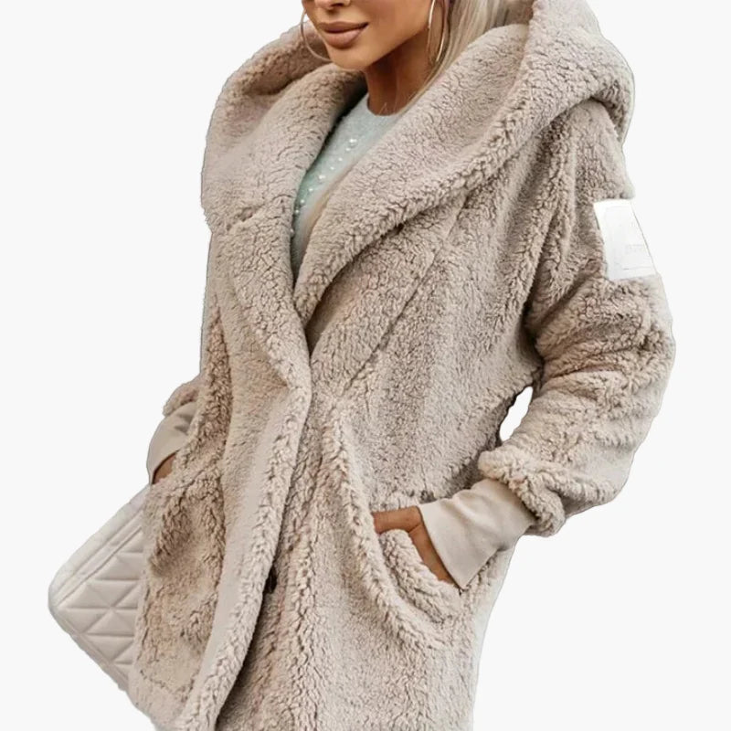 Hættetrøje i pelslignende stil til kvinder, afslappet og elegant trend