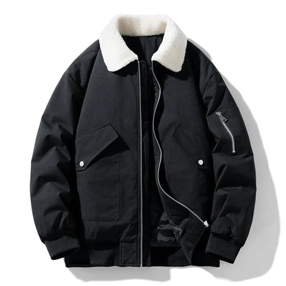 Chaqueta de hombre estilo aviador con cuello sherpa, tendencia invierno cálido