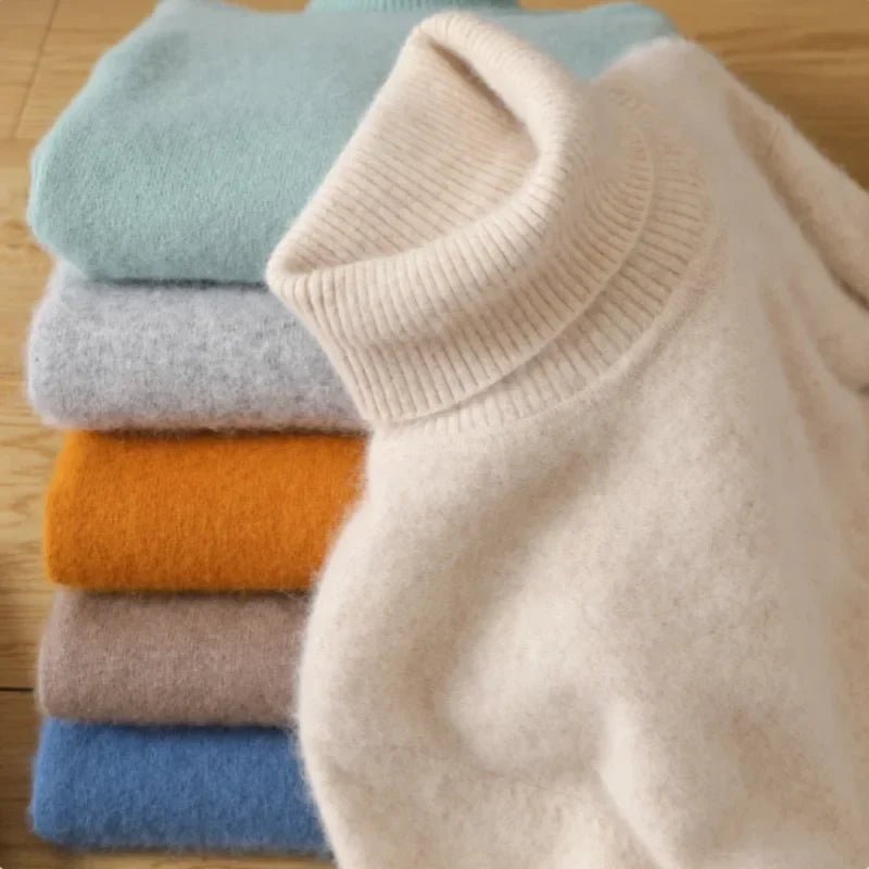 Jersey de mujer de cuello vuelto y mangas largas en color liso