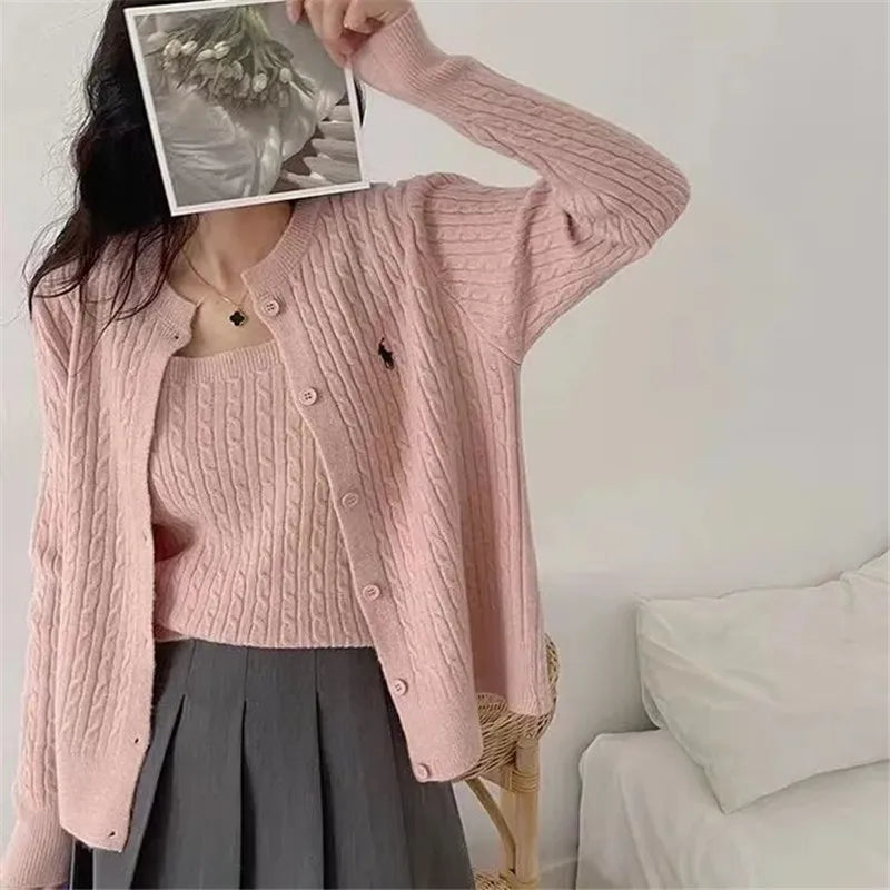 Women's cable-knit cardigan and tank top set