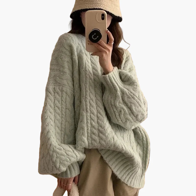 Luźny sweter damski w stylu koreańskim casual – elegancka moda jesień-zima
