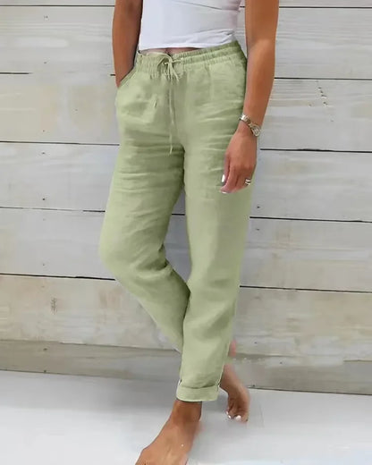 Pantalon décontracté taille haute pour femme style quotidien chic