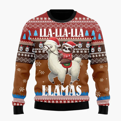 Unisex Weihnachts-Pullover Lama mit festlichen Mustern – Winter-Sweatshirt mit Humor, originelles Geschenk