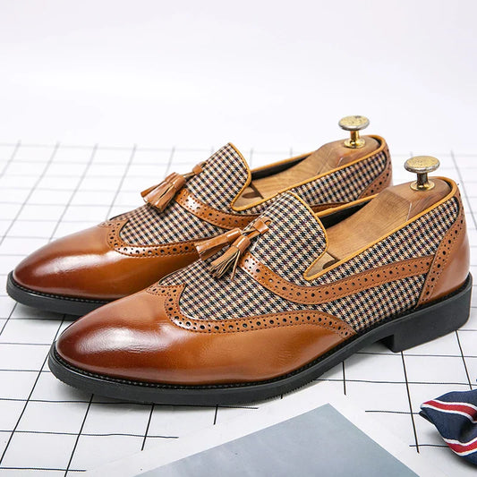Eleganta loafers för herrar retro chic stil med tofsar - Perfekt för kontor och speciella tillfällen