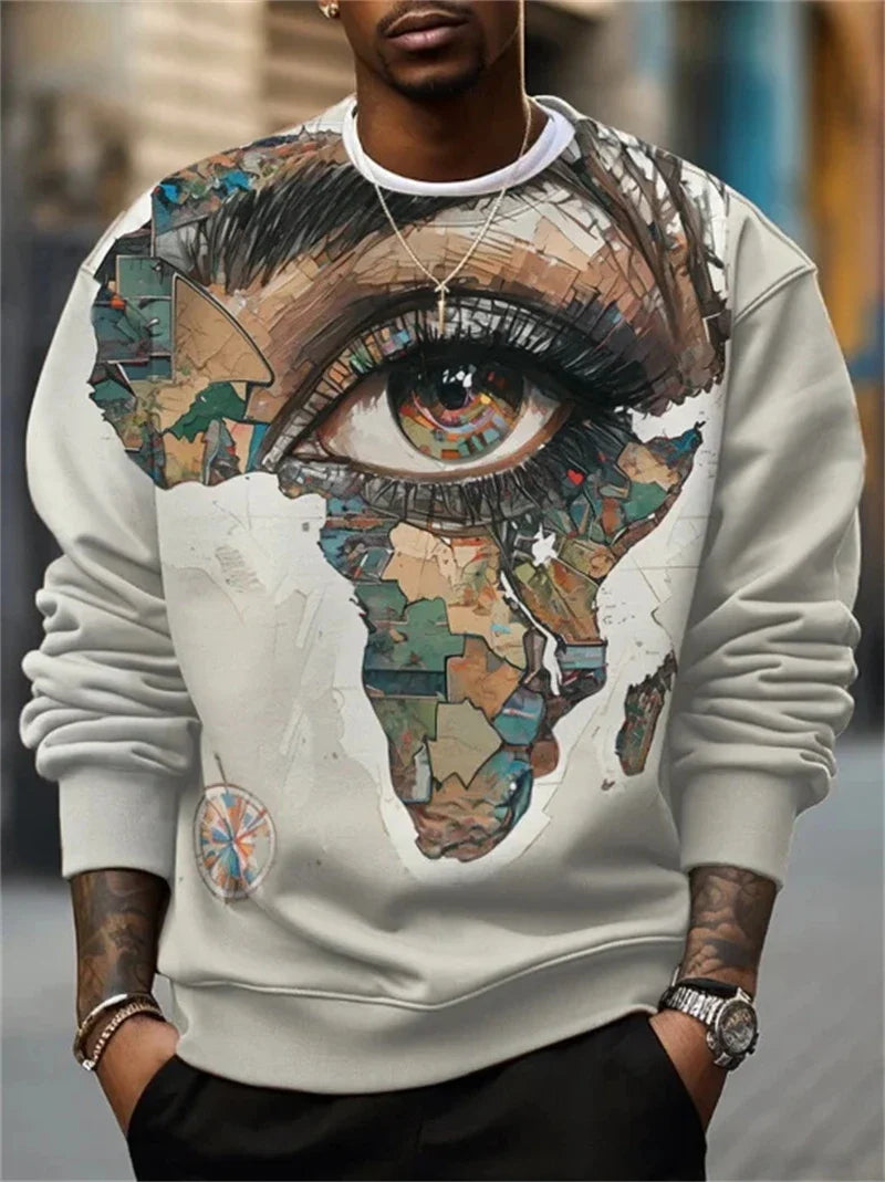 Herresweatshirt med grafisk print, rund hals og lange ærmer