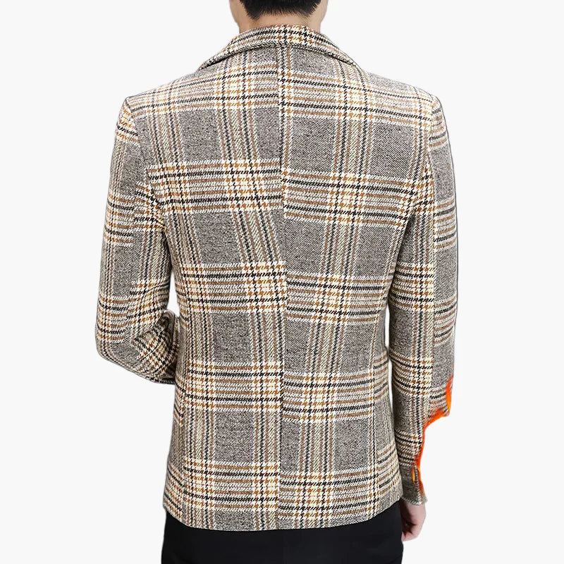Elegant herrblazer i rutig modern stil för affärer och utekvällar