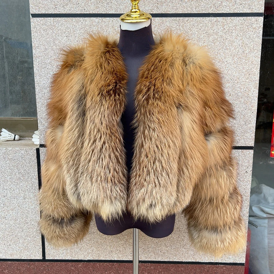 Veste courte femme à manches longues en fourrure douce aspect hiver chaud élégant blanc