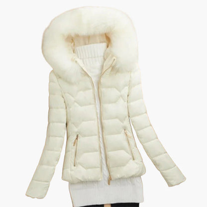 Doudoune Femme Élégante avec Capuche Large et Fermeture Zippée - Style Hiver Urbain