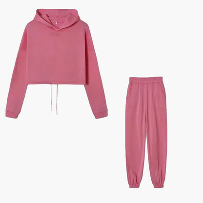 Ensemble Survêtement Femme Hoodie Court et Jogging Décontracté Urbain