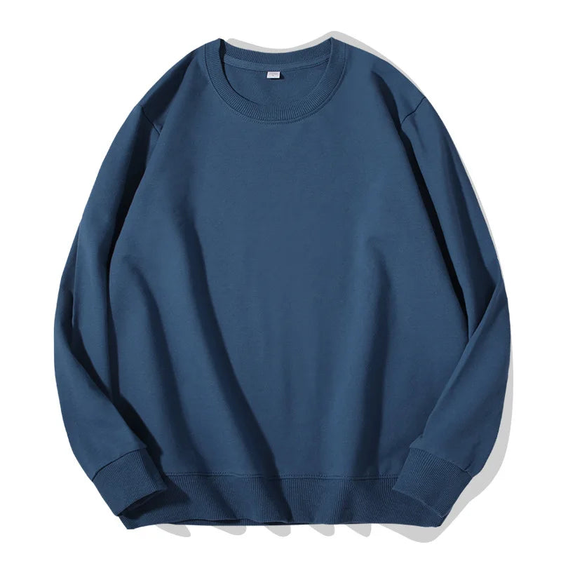 Sudadera informal lisa de cuello redondo, de tejido suave