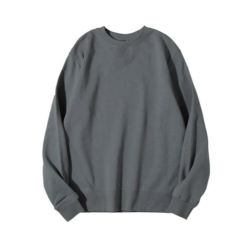 Ensfarvet sweatshirt med rund hals og lange ærmer