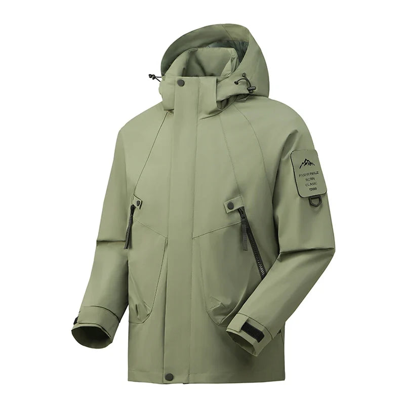 Veste Outdoor Monocouche Imperméable et Coupe-Vent avec Capuche