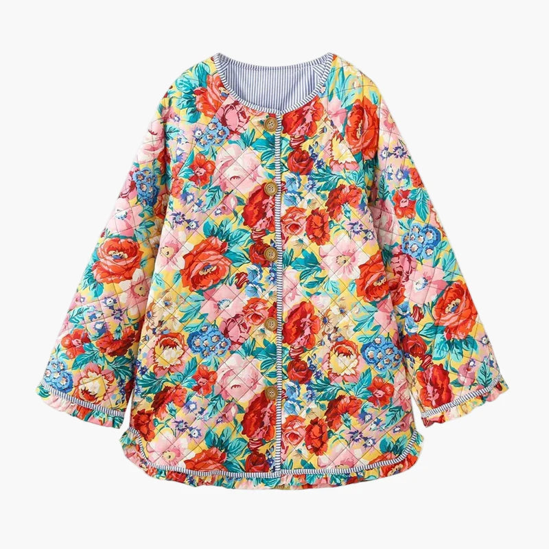 Boho pikowana kurtka damska w kwiatowy wzór oversize, idealna na wiosnę