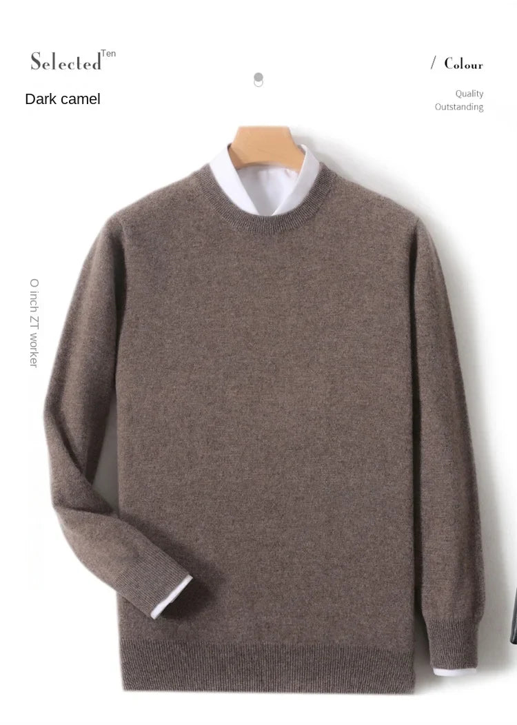 Pull homme col rond uni en maille douce à manches longues
