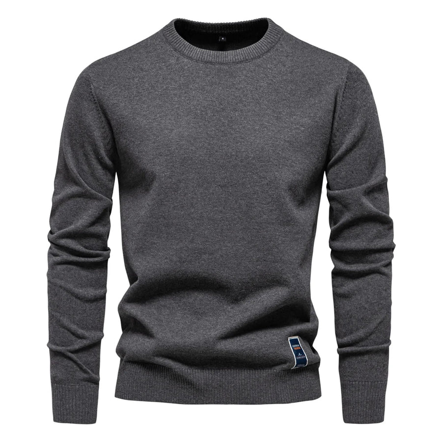 Maglione da uomo a girocollo in maglia tinta unita, blu royal