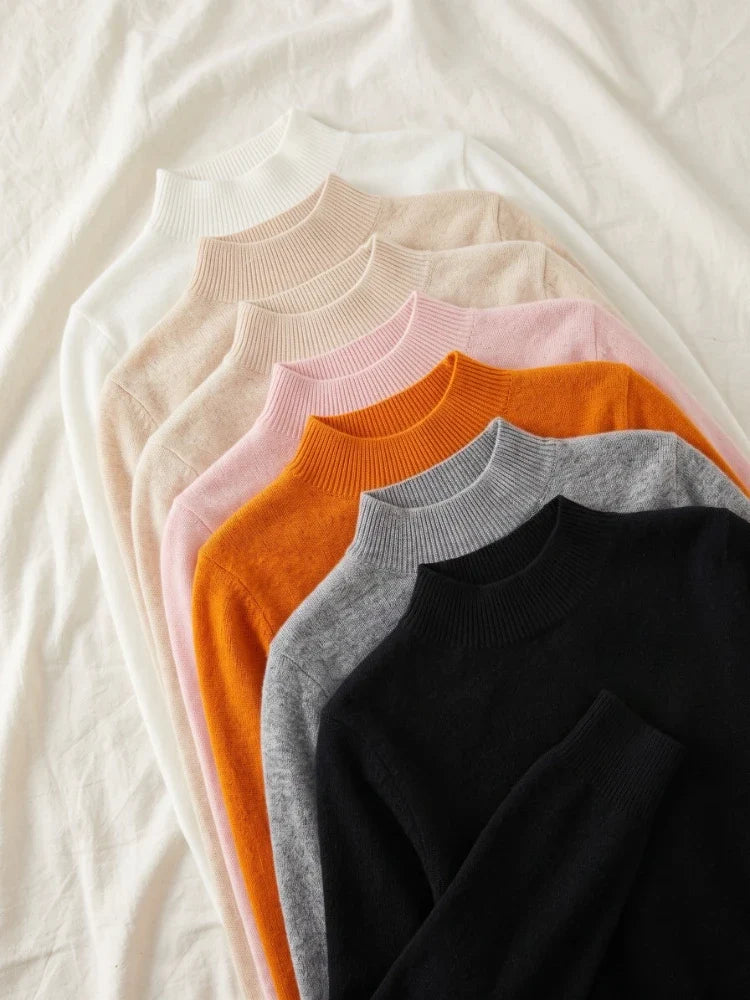 Women's knitted mock-neck long-sleeve sweater