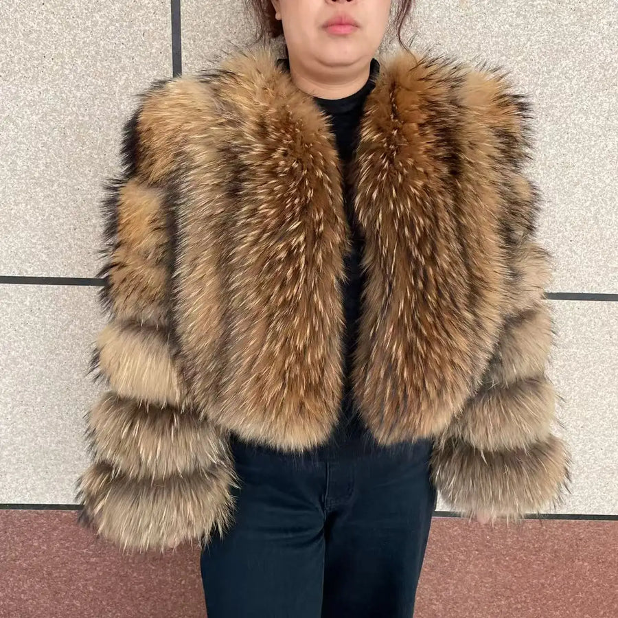 Veste courte femme à manches longues en fourrure douce aspect hiver chaud élégant blanc