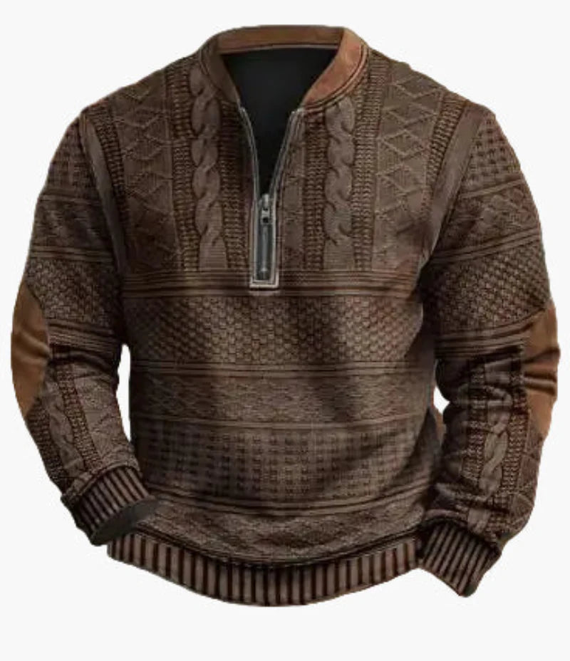 Herren-Sweatshirt mit halbem Reißverschluss im trendigen Herbst-/Winterstil – warmer, lässiger Stehkragenpullover