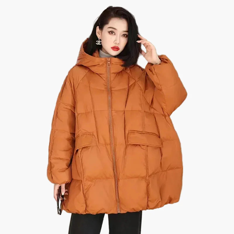 Manteau doudoune oversize à capuche pour femme, style urbain décontracté, idéal hiver