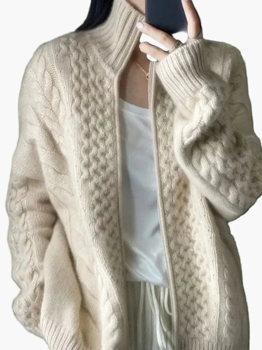 Gilet zippé torsadé style décontracté pour femme