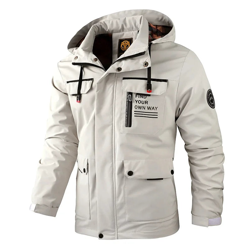 Veste à capuche homme coupe-vent et imperméable avec multiples poches
