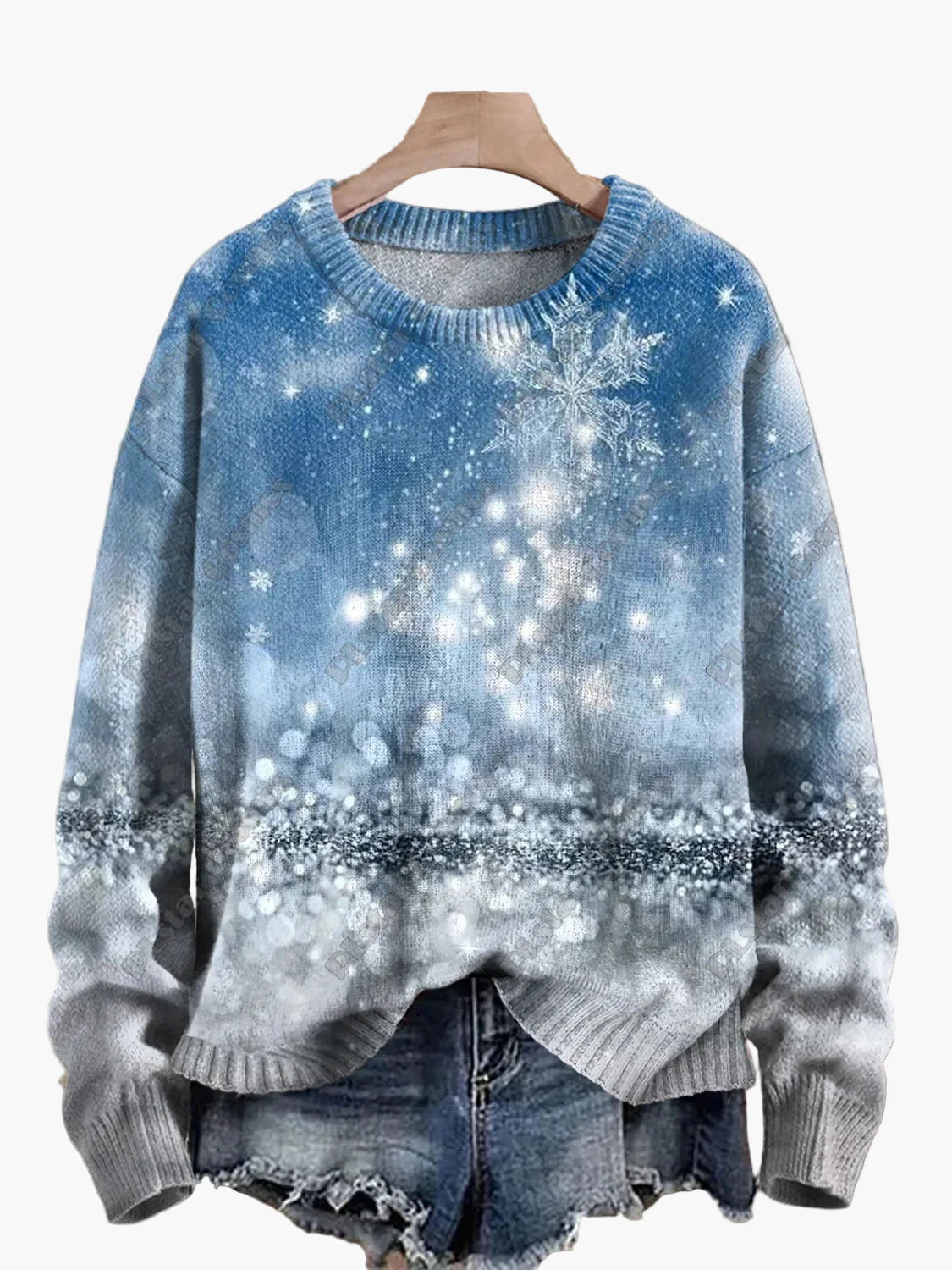 Geborduurde fantasie kersttrui voor dames, casual stijl, ideaal voor feestdagen
