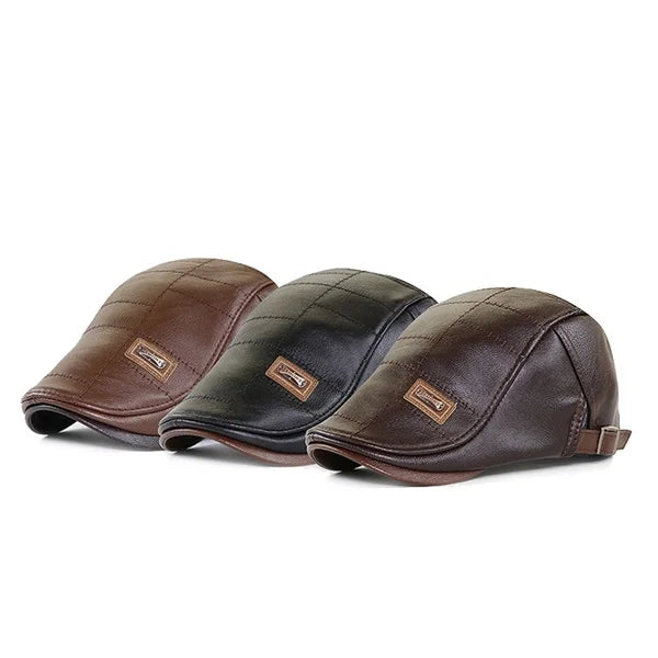 Christopher – Boina de Invierno de Cuero Sintético para Hombres con Visera
