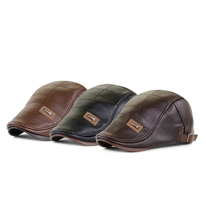 Christopher – Boina de Invierno de Cuero Sintético para Hombres con Visera