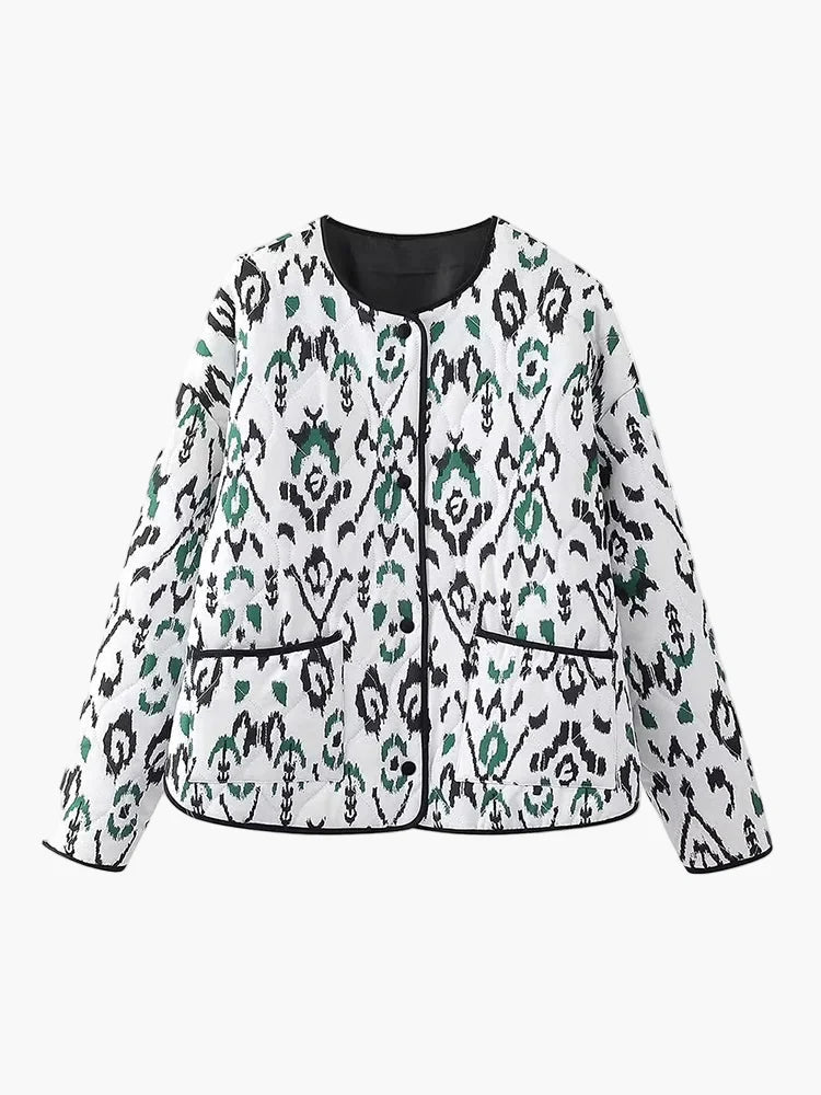 Pikowana kurtka damska w stylu boho chic, casualowa