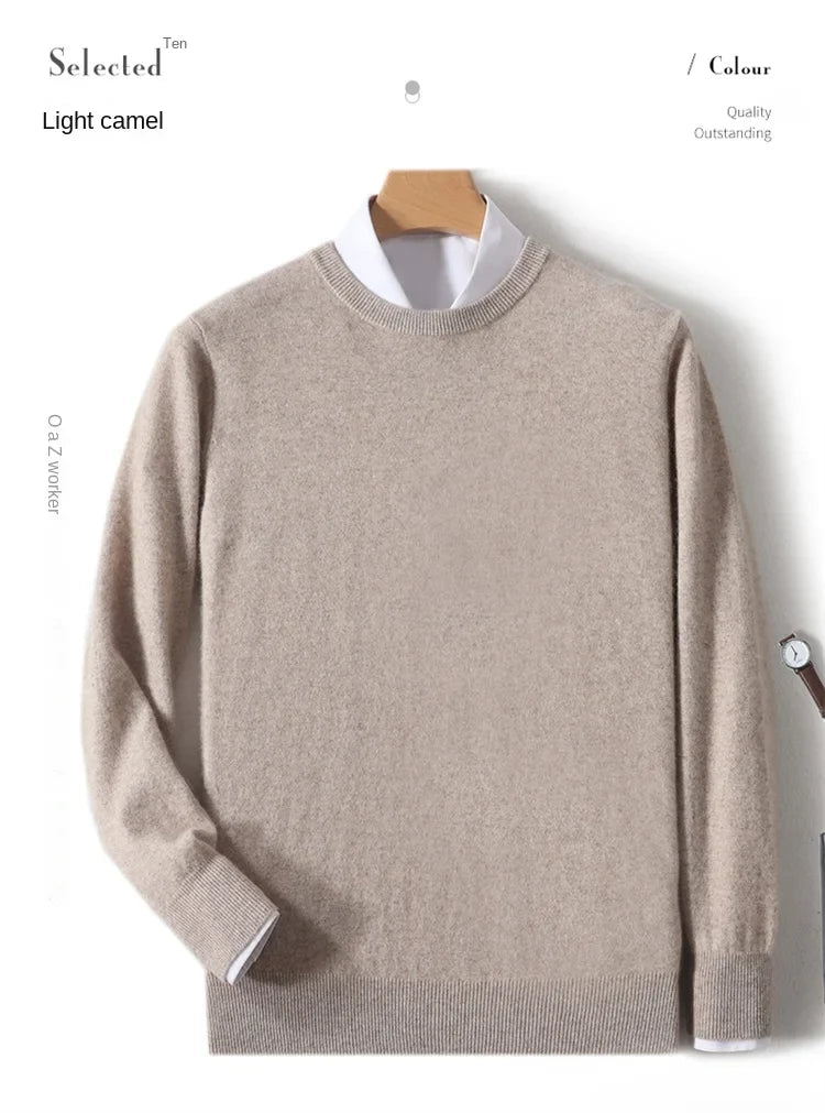 Pull homme col rond uni en maille douce à manches longues