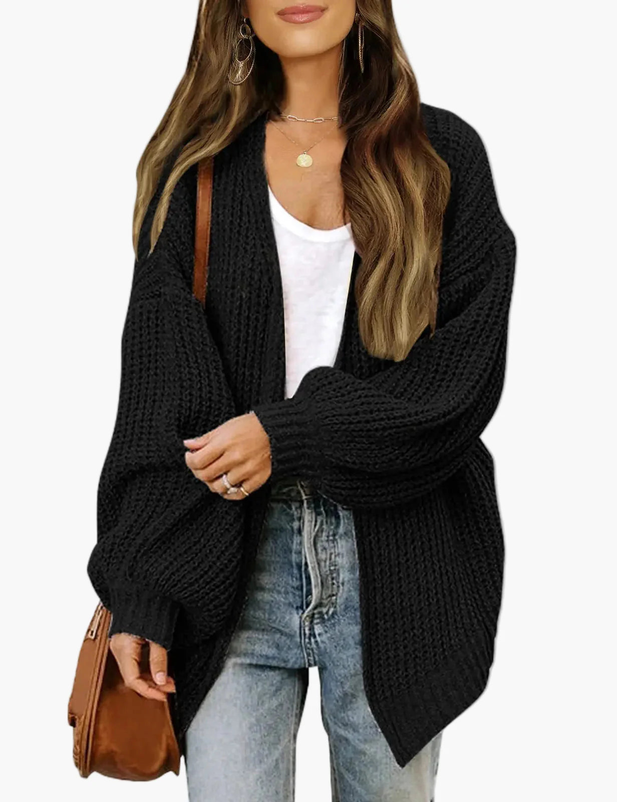 Casual damevest cardigan i oversize-stil til efterår og vinter