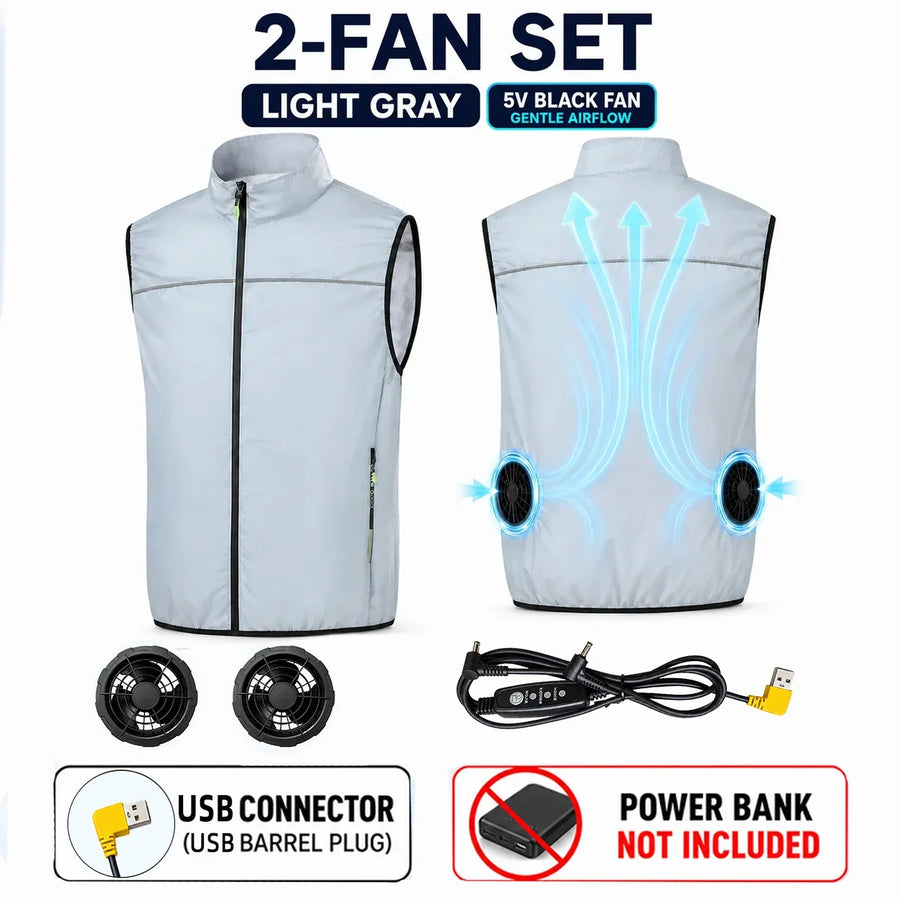 Gilet rinfrescante da uomo senza maniche con ventole integrate - Grigio chiaro o mimetico