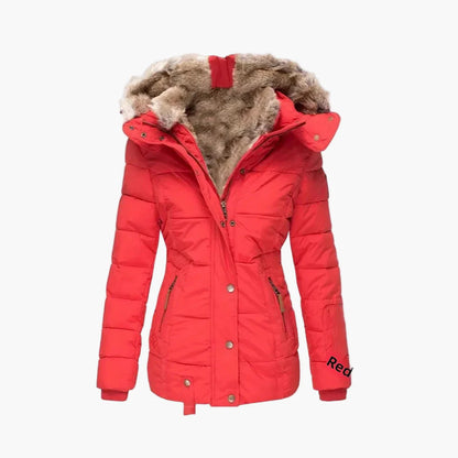Chaqueta de Invierno para Mujer Elegante con Capucha y Piel – Corte Entallado y Estilo Urbano