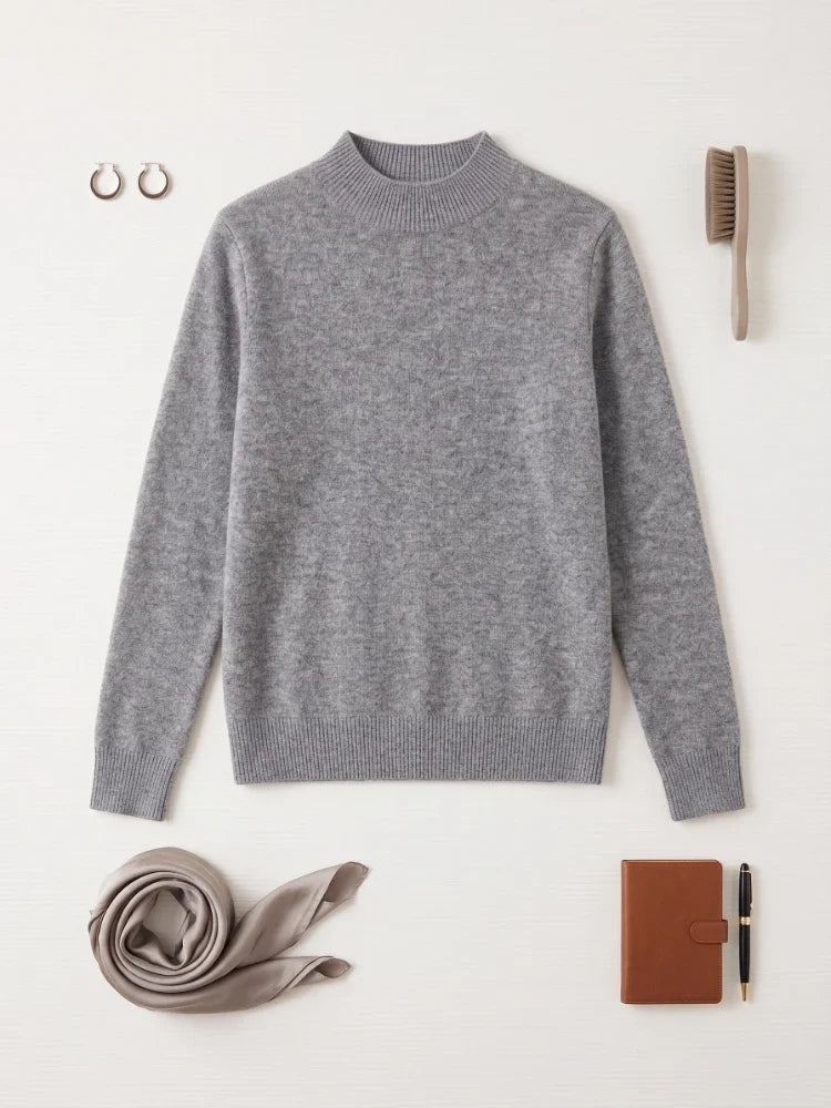 Women's knitted mock-neck long-sleeve sweater